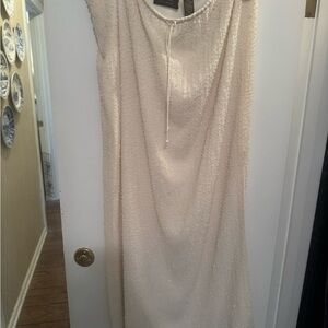 Elegant Cream Vintage Silk Beaded Skirt